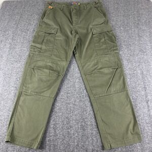 Empyre Relax Men's 32 Olive Green Cargo Pants Skate Workwear Utility Button Fly